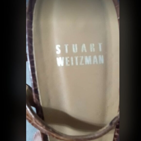 Modern does 40s Stuart Weitzman Brown Crocodile Strappy Wedge Sandals Sz… - Picture 3 of 6